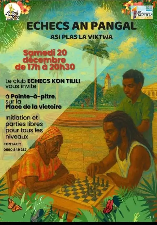 Initiation aux échecs sur la place de la Victoire à Pointe-à-Pitre